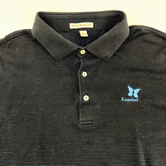 Peter Millar Polo Shirt Mens M Kapalua Golf Black Dot Print Short Sleeve - Picture 1 of 10